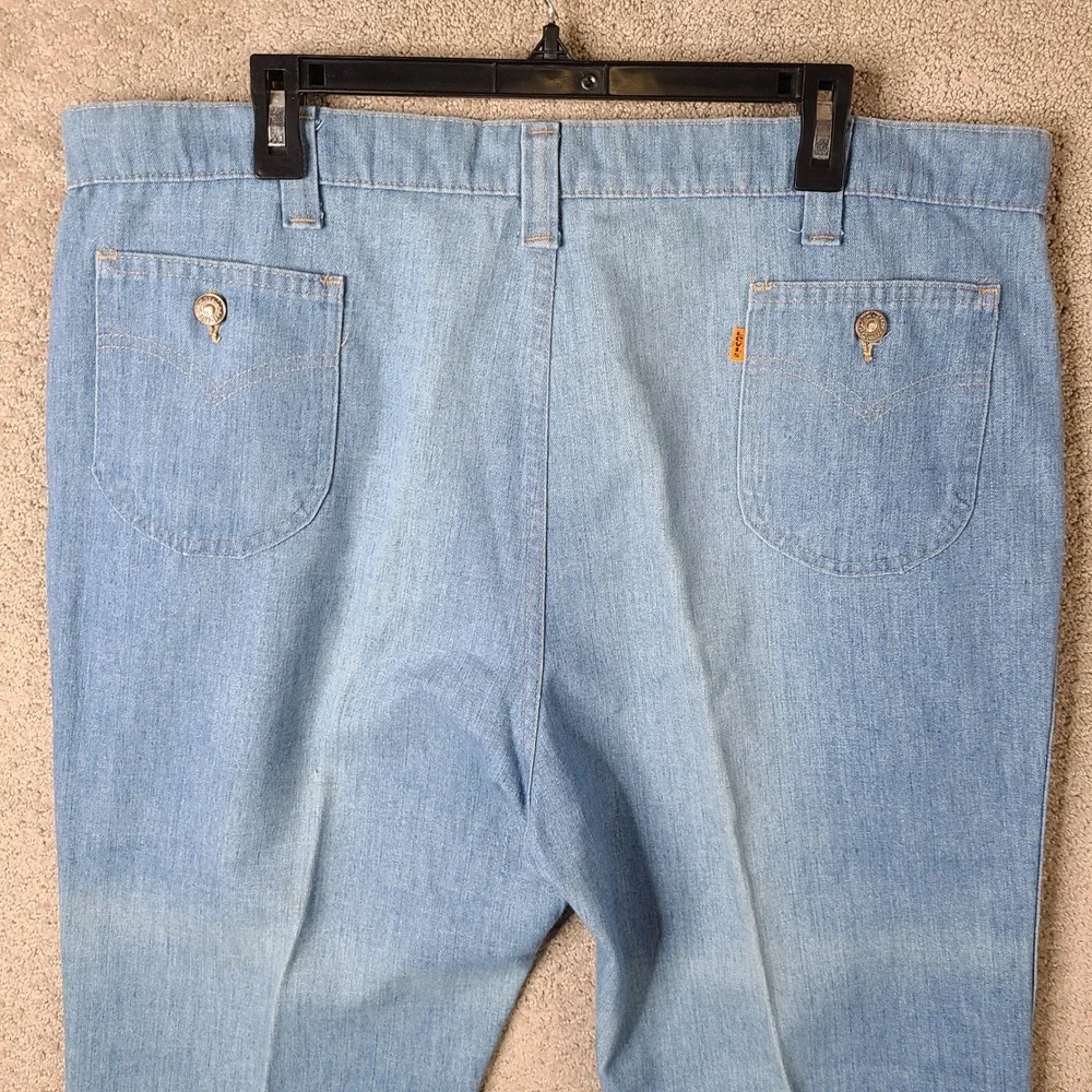 Vintage 70s Levis Jeans Mens‎ 42x32 Blue Light Wash Denim Embroidered 564